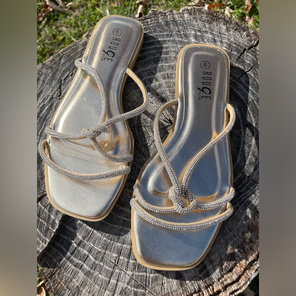 Rogue Helium Gold Rhinestone Sandals